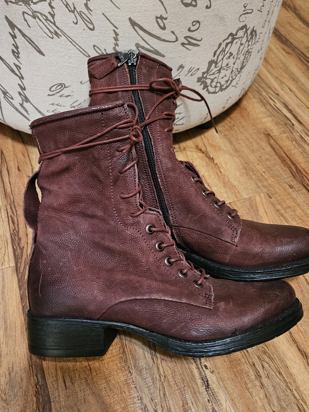 Miz Mooz Soft Leather Boots Cherried Brown New Sz 7 Moto Causal Boho